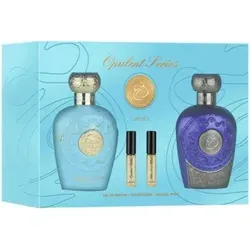 Lattafa Opulent Dubai & Blue Oud Elixir Eau de Parfum 100 ml Set - Entdecken Sie die faszinierenden Düfte von Lattafa in einem eleganten Set. Ideal für Duftliebhaber, bietet es fruchtig‐exotische und holzige Noten für jeden Anlass.