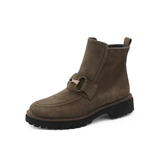 Paul Green Damen Stiefelette - Klassische Braun Boots mit Reißverschluss - Wanderschuhe: Stilvolle Stiefeletten aus Leder mit flachem Absatz und EVA-Sohle für hohen Tragekomfort und optimale Flexibilität.