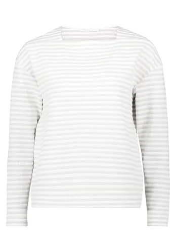 BETTY & CO Damen Sweatshirt mit U-Boot-Ausschnitt - Casual Sweatshirt in Grau mit klassischem Streifenmuster, aus pflegeleichtem Material für maximalen Komfort. Ideal für entspannte Looks und jeden Tag.