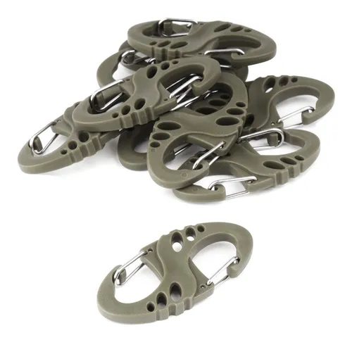 Mil Tec S Haken Karabiner Set   10 Stück   OD Grün in grün von Mil-Tec