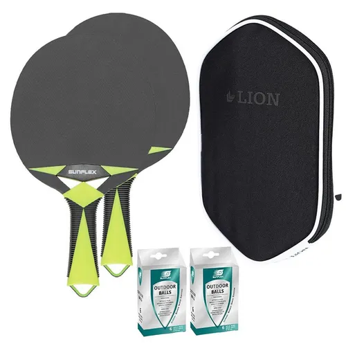 Tischtennisschläger Zircon Outdoor Set mit Hülle und 12 Bällen - Komplettschläger für Unisex Erwachsene, ideal für Allround-Spieler – inklusive Hülle und 12 wetterfesten Outdoor-Bällen für endlosen Spielspaß.