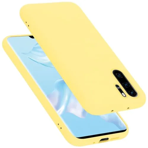 Cadorabo Hülle kompatibel mit Huawei P30 PRO Hülle Silikon Handyhülle für P30 PRO Case aus flüssigem Silikon- Kratzfeste und stoßfeste dünne TPU Schutzhülle - Liquid GELB