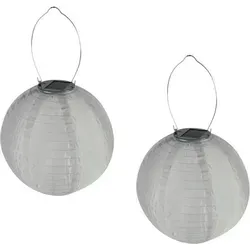 2er Set Solarlaterne Gartenlampion LED Ø25cm Wetterfest Terrassenbeleuchtung