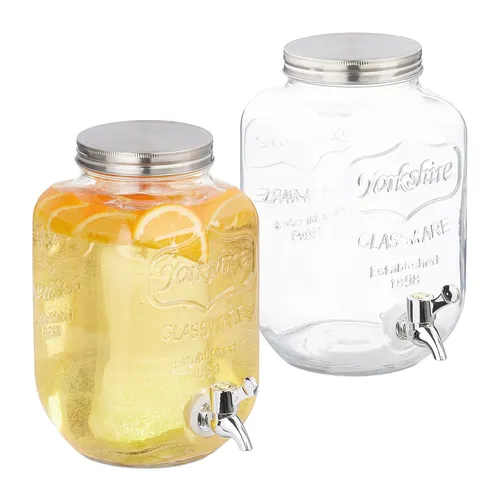 Getränkespender 2er Set - 4 Liter Saftspender - Krüge & Kannen, dekorativ und einfach zu füllen, ideal für Partys und Veranstaltungen, spülmaschinenfest und im Vintage-Stil.