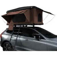 Hartschalen Autodachzelt für 2-3 Personen - Braun, Pop-Up in 3-15 Sek. - Zelte: Komfortables Dachzelt mit 5,5 cm dicker Matratze, wasserdicht und schnell aufstellbar – ideal für Outdoor-Abenteuer!