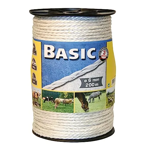Kerbl Basic PE-Seil 6mm x 200m - Stallbedarf für Viehhaltung, langlebiges Elektroseil für effektive Weidezaun-Lösungen und optimale Stromleitung.