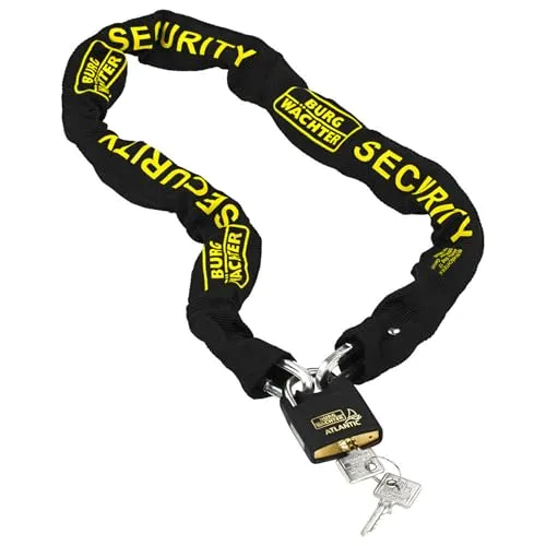 Burg-Wächter Vierkantkette, Set mit Schloss, Kette für Fahrrad, Motorrad, E-Scooter, Gartenmöbel, SKM 6/90, Schwarz, 90 cm