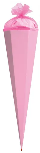 ROTH Bastelschultüte 85cm rosa sechseckig - Schultüte in rosa mit stabiler Rot(h)-Spitze und Tüll-Verschluss, extrem stabil durch Spezialkaschierung und hochwertige Verarbeitung.