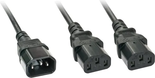 Lindy - Netz-Splitter - IEC 320 EN 60320 C13 bis IEC 320 EN 60320 C14 - 2,0m - geformt - Schwarz (30039)