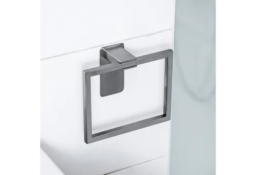 ELMOWO Handtuchring ohne Bohren (eckig) - Handtuchhalterung für das Badezimmer & Gäste-WC, mit 3M-Klebefläche & Spezialkleber