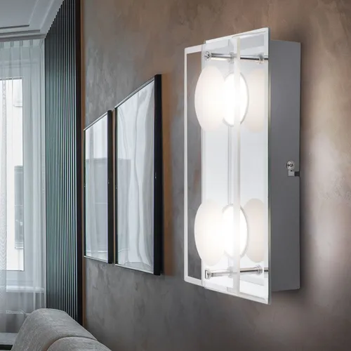 Dimmbare LED Wandlampe 24cm in Satin-Glas - Moderne Wandlampe mit dimmbarem Licht für stimmungsvolle Atmosphäre. Ideal für Wohnzimmer, Schlafzimmer oder Bad. Energieeffizient mit 5 W und einer Lebensdauer von bis zu 25.000 Stunden.