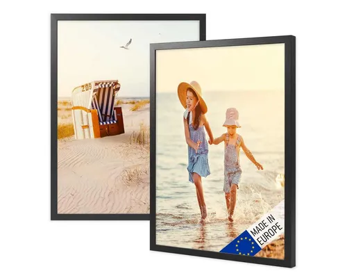 PHOTOLINI Bilderrahmen 2er Set Massivholz-Rahmen Modern Zeitlos mit Acrylglasscheibe