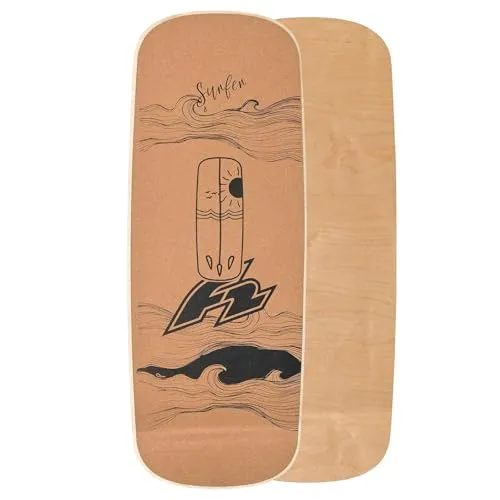 F2 Kork Balance Board Pill 73x28cm mit Korkrolle - Balanceboard aus umweltfreundlichem Kork und 7-lagigem Birkenholz – ideal für sicheres Barfuß-Training und vielseitig einsetzbar. Inklusive Korkrolle für sofortigen Trainingsstart.