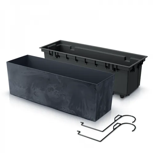 Pflanzkübel Balkonkasten Blumenkübel URBI CASE BETON EFFECT W Anthrazit 580 mm