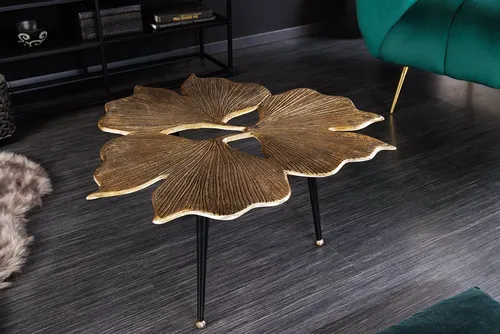 riess-ambiente Couchtisch GINKGO LEAFS 75cm gold/schwarz - Exklusiver Handgefertigter Couchtisch in Ginkgo-Blatt-Design, ein Unikat aus hochwertigem Metall, das Luxus und Natur-Ästhetik vereint – ideal für stilvolle Wohnzimmer.