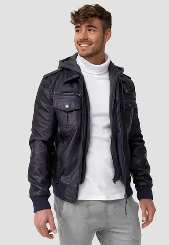 Indicode Lederimitatjacke Herren Aaron Übergangsjacke Herrenjacke mit gerippten Ärmel - und Saumabschluss