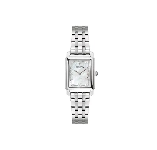 Bulova Sutton Quartz Casual Damenuhr 96P244 - Armbanduhren: Elegante, spritzwassergeschützte Damenuhr mit silbernem Edelstahlarmband und Perlmutt-Zifferblatt, ideal für den Alltag.