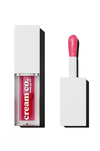 cream co. Lip Oil Gloss mit Vitamin E, Jojobaöl & Fruchtöle 5 ml, Vegan Glänzender Lipgloss für Voller Wirkende Lippen, Nicht Klebriges Nährendes Lippenöl, Hydrating Lippenpfleg, Himbeere