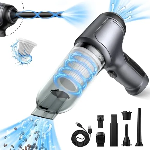 Brovamo Handstaubsauger Akku 12000Pa - Tragbarer Mini Staubsauger für Auto und Zuhause - Leistungsstarker Handstaubsauger mit 12000Pa Saugkraft und 3 Geschwindigkeitsstufen. Ideal für gründliche Reinigung von Auto, Küche und Büro. Kompakt und kabellos für flexiblen Einsatz!