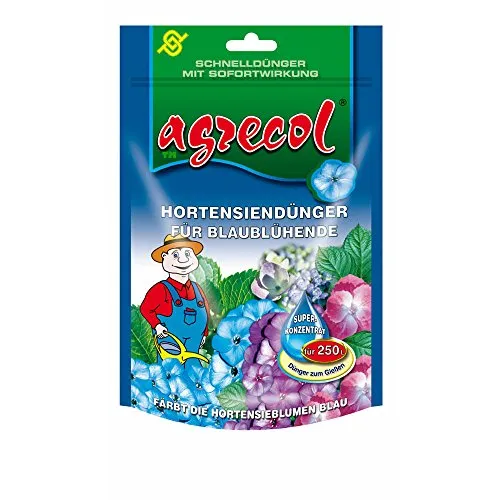 Premium Hortensiendünger Blaudünger zum blau Färben von Hortensien Blüten mit Schnellwirkung - für 250 l Wasser hochkonzentriert und hochergiebig