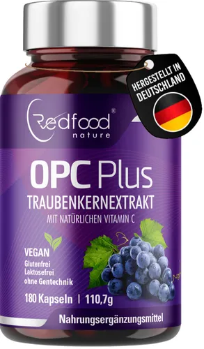 OPC Traubenkernextrakt OPC plus mit natürlichem Vitamin C XXL Dose 180 Kapseln