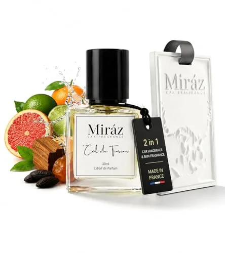 Autoduft mit Bergamotte, Jasmin & Sandelholz – Luxus Auto Parfum mit Duftstein für 6 Monate Duft I 2in1 Premium Auto Parfüm für Innenraum & Haut I Auto Lufterfrischer