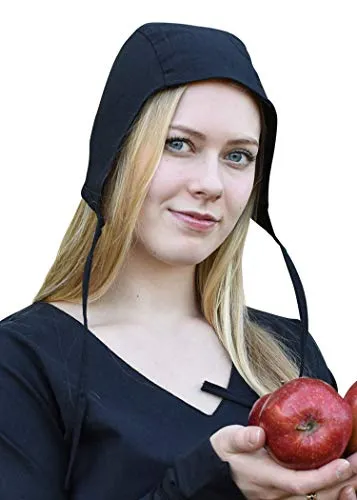 Battle-Merchant Mittelalter Bundhaube mit Bändern - Schwarz