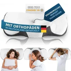 Ergonomisches Memory Foam Nackenkissen für optimalen Schlaf - Das ergonomische Nackenkissen aus Memory Foam unterstützt eine natürliche Liegeposition und sorgt für hohen Komfort. Ideal für alle Schlafpositionen und mit abnehmbarem Bezug für einfache Pflege.