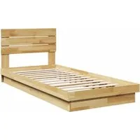 vidaXL Massivholzbett 100x200 cm aus Eichenholz - Robustes Massivholzbett mit Kopfteil für optimalen Schlafkomfort, ideal für enge Räume. Inklusive Lattenrost für atmungsaktive Matratzenunterstützung.