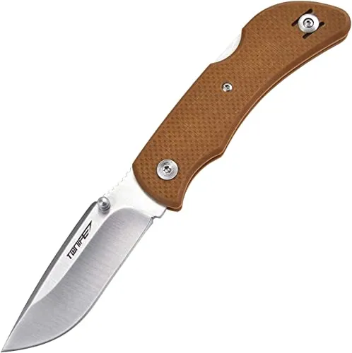 TONIFE CK2103 Klappbares Taschenmesser mit rostfreier AUS-8 Klinge Outdoor Camping MES mit Anti-Rutsch G10 Griff EDC Taschenclip (Braun)