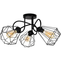 Retro Deckenleuchte Metall E27 3-flammig Schwarz in schwarz von Licht-Erlebnisse