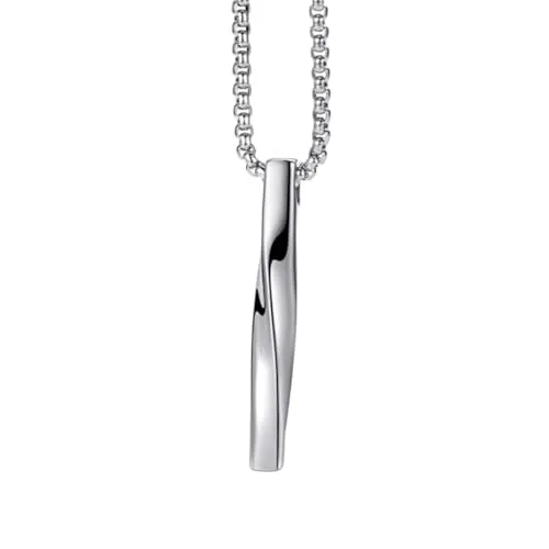 Sanixa Karma NH10833950 Halskette mit Anhänger Silber Herren Edelstahl Schmuck 60 cm Kette Herrenschmuck Edelstahlkette Männer Herrenhalskette