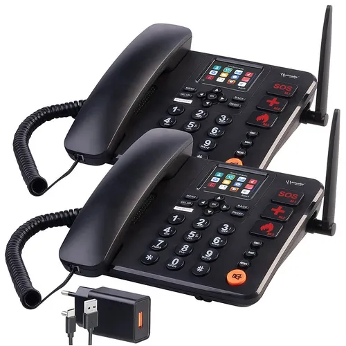 simvalley 2er-Set 4G-Tischtelefone, SMS, Vertrags-/SIM-Lock-frei, Dual-SIM, Akku