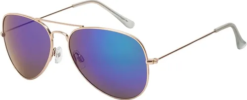 Sonnen Brille Designer Piloten Damen Herren Sonnenbrille mit Kunstoffrahmen 30575 Blau Lila Verspiegelt