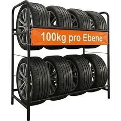 relaxdays Schwerlastregal für 8 Reifen aus Stahl, schwarz - Das robuste Reifenregal aus Stahl sorgt für Ordnung in Garage, Werkstatt oder Keller. Ideal zur platzsparenden Reifenlagerung von bis zu 8 Reifen. Mit stabilen Kunststofffüßen zum Schutz des Bodens.