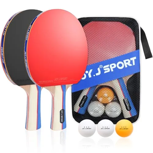 Tischtennisschläger, Pingpong-Schläger Set mit 2 Schläger und 3 Bällen, Tischtennis-Schläger für Anfänger und Fortgeschrittener Spieler
