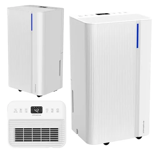 Climative Luftentfeuchter WAVE ION 12L/24h - WLAN & Luftreiniger - Luftentfeuchter mit 12L/24h für Räume bis 20m², WLAN-Steuerung per App, verbessert die Luftqualität durch integrierten Ionisator und schützt vor Schimmelbildung.