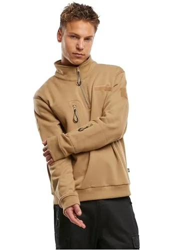 Brandit Tactical Sweat Troyer camel, Größe S - Herren-Pullover im taktischen Design, aus weichem, gebürstetem Fleece für optimale Wärme. Mit Kapuze und praktischen Taschen für deinen aktiven Alltag oder Outdoor-Einsätze.