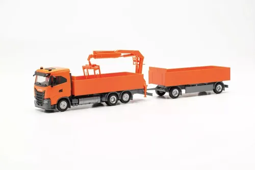 Herpa 316217  Iveco S-Way ND  Baustoff-Hängerzug  orange  1:87 NEU Ovp