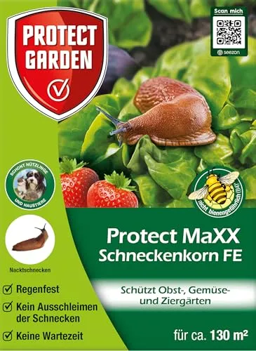 PROTECT GARDEN Protect MaXX Schneckenkorn FE, regenfest, zuverlässige Schneckenbekämpfung an Gemüse, Obst und Zierpflanzen, 500g Faltschachtel für bis zu 130m²