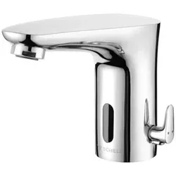 SCHELL Modus E HD-M Elektronische-Waschtisch-Armatur - Moderne Waschtischarmatur mit Infrarot-Sensor für berührungsloses Bedienen, ideal für Hygiene und Komfort. Batteriebetrieben und einfach zu installieren.