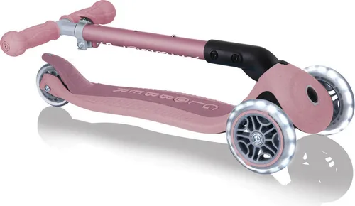 Junior Foldable Lights Eco Scooter in Beere - Dreirädriger Roller für Kleinkinder von 24 Monaten bis 5 Jahren, mit einer Tragkraft von 50 kg und einem faltbaren Design für einfachen Transport.