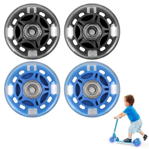 Stück Rollen für Scooter 80 mm, leuchtende Räder für Scooter, Ersatzräder für Scooter 80 mm, Stunt-Scooter-Räder, mit ABEC-9-Kugellager, Unisex Erwachsene (Blau + Schwarz) 4