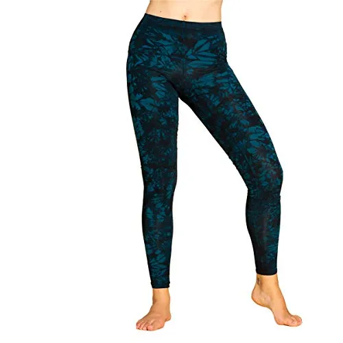 PANASIAM Legging Batik3 LF01 dunkelblau, Größe L - Handgefertigte Leggings aus Thailand mit einzigartigem Dschungel-Muster. Optimaler Tragekomfort dank elastischem Stoff und bequemen Gummibund. Ideal für Yoga und Freizeit – für bewusstes Modebewusstsein.