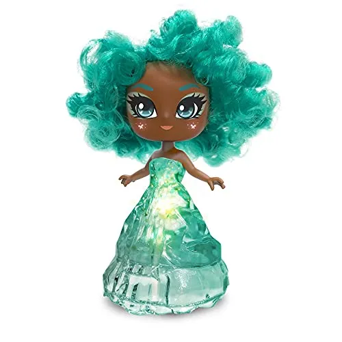 Skyrocket Crystalina Puppen - Türkis Mädchen Sammelspielzeug mit farbwechselndem LED-Kleid und Amulett-Halskette, geeignet für Mädchen und Jungen ab 3 Jahren