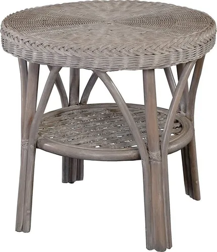Rattan-Tisch Ø 56 cm in grau von Krines Home