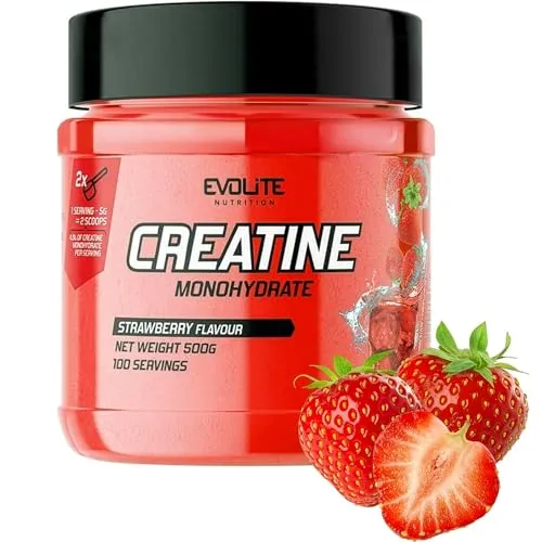 Evolite Creatin Monohydrat 500g - Veganes Kreatin mit Geschmack - Mikronisiertes, perfekt lösliches Creatin Pulver für intensive Trainingseinheiten. 100% pflanzlich, ideal für vegane Sportler. Erfrischende Geschmacksoptionen sorgen für Abwechslung in deiner Supplementierung.