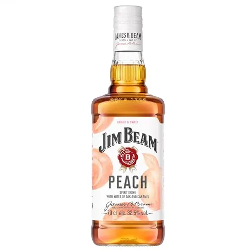Jim Beam Peach Whiskey, 700ml – Exotischer Pfirsichgeschmack - Whisky mit fruchtiger Pfirsichnote, ideal für erfrischende Cocktails und Sommerabende. Genießen Sie die perfekte Harmonie aus Bourbon und fruchtigem Geschmack.