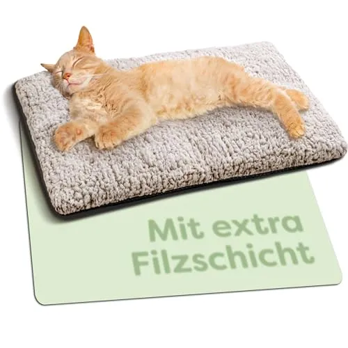 Knupis Selbstheizende Decke für Hunde & Katzen Braun 60x45cm - Weich & kuschelige Katzendecke - Geräuschdämpfung - Waschbarer Bezug - Mit Rutschfester Unterseite