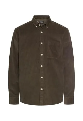 camel active Herren fleXXXactive® Langarm Shirt Dunkelbraun - Herrenhemden mit bequemem Tragekomfort dank weichem, elastischem Stoff und Button-Down-Kragen, ideal für den Alltag.